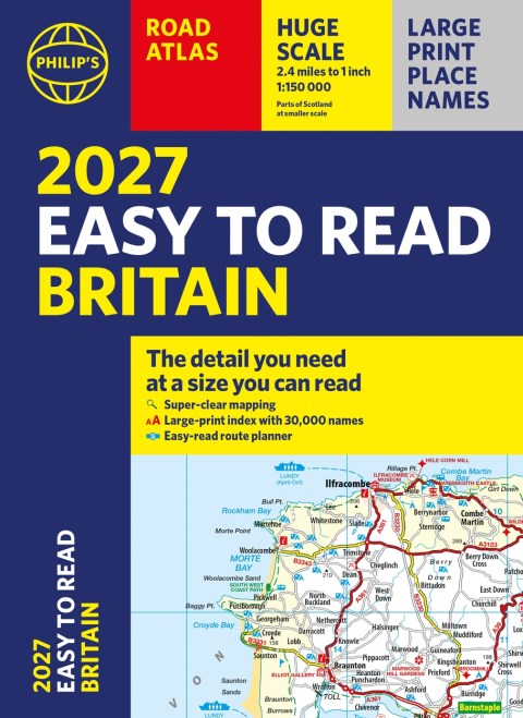 Philip’s 2027 Easy to Read Road Atlas of Britain (A4 Paperback)